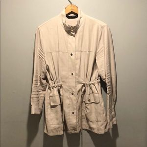 Zara Basic Cream Polished Cargo Coat